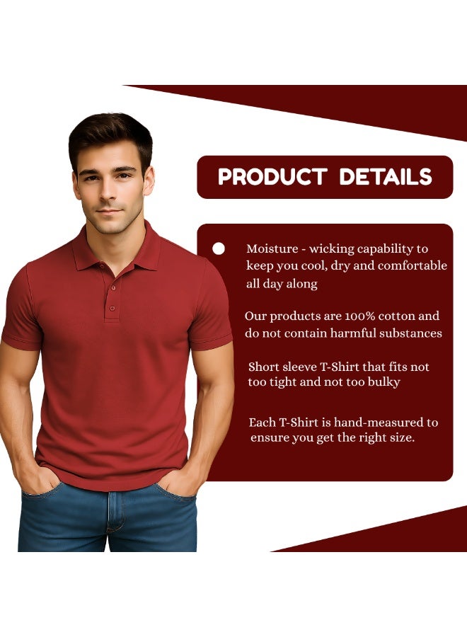 PRINTSHOP4ME Men's Regular-Fit Golf Polo T-shirt Pure Cotton Short Sleeve 220 GSM Basic Colors - Image 3