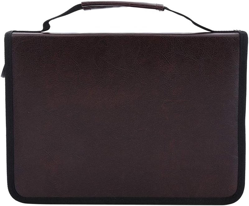 klarako 150 Holes Large Capacity PU Leather Pencil Case Zipper Pen Bag with Elasticity Strap (6 Colors)(Coffe) - Image 2