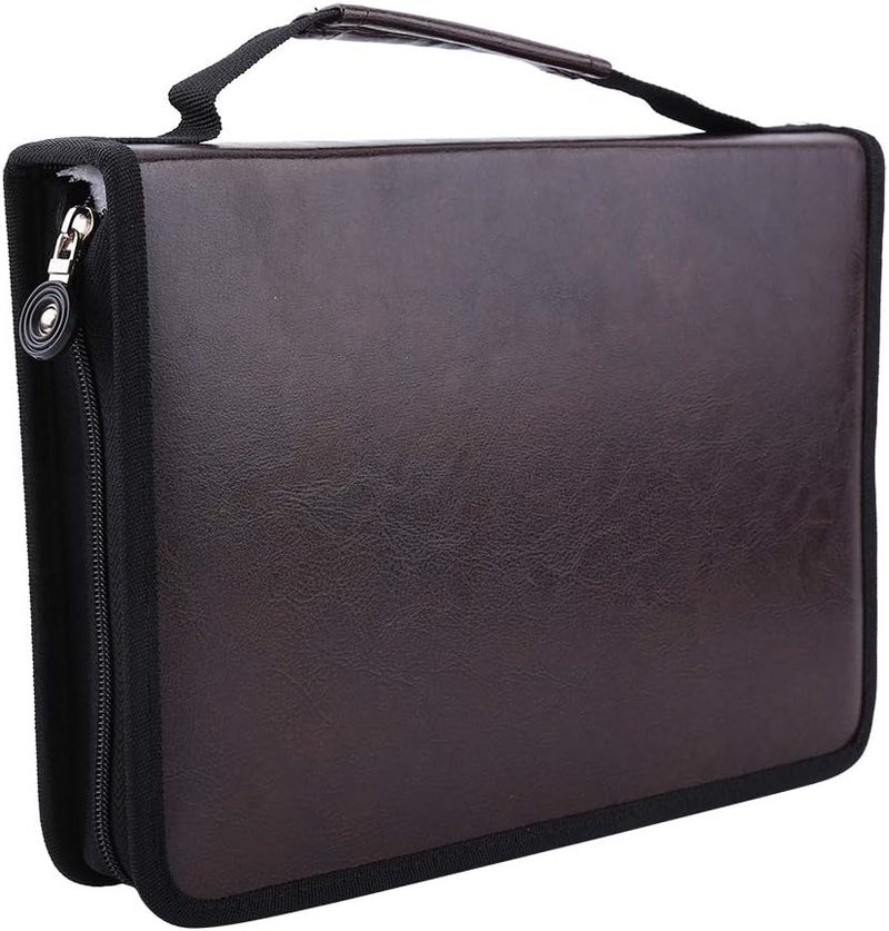 klarako 150 Holes Large Capacity PU Leather Pencil Case Zipper Pen Bag with Elasticity Strap (6 Colors)(Coffe) - Image 1