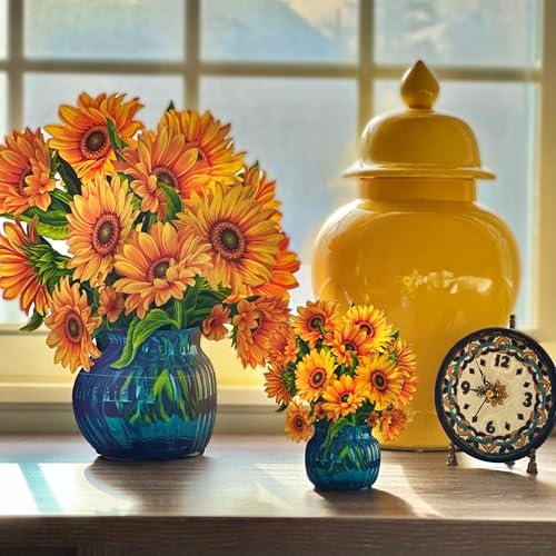 Freshcut Paper Pop Up Cards, Sunflowers, 12 Inch Life Sized Forever Flower Bouquet 3D Popup Greeting Card, Birthday Cards, Get Well Gifts, Blank Notecard & Envelope - Image 4
