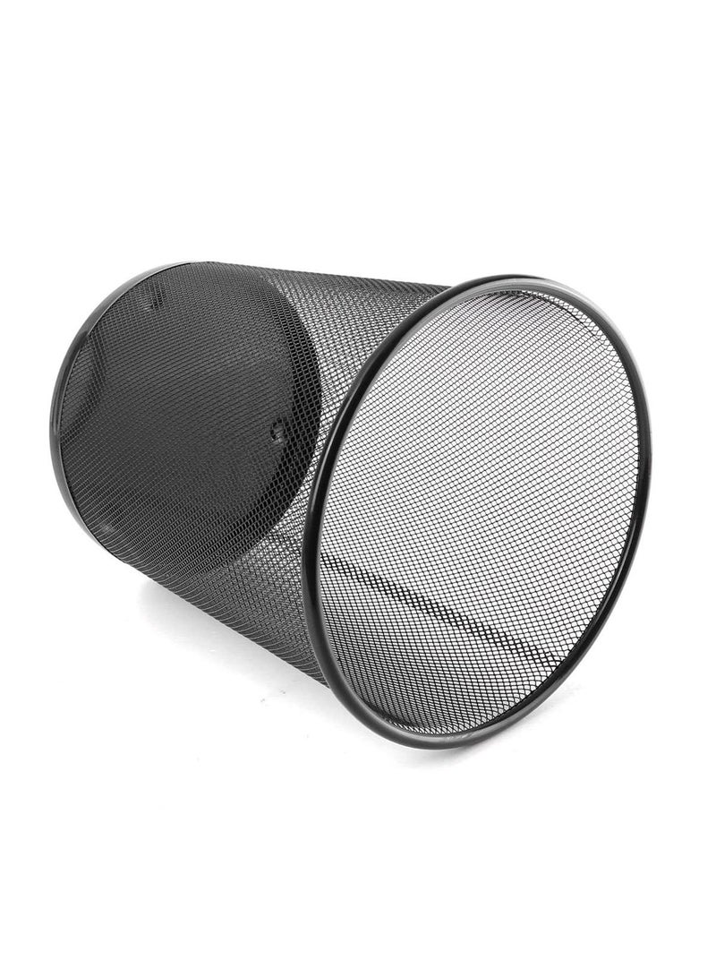 Home Mesh Trash Can Kitchen Wire Trash Basket Office Metal Bin Black Storage Bins (Large size)  - Image 4