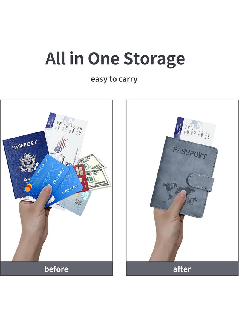 Beauenty Passport Holder for Travel Essentials, Passport Wallet Cover Case for Travel Must Haves Accessories,Passport Book Holders for Women and Men Grey  - Image 5