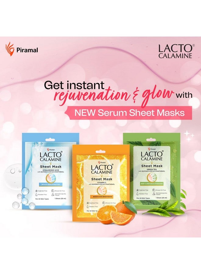 Lacto Calamine Face Sheet Masks | 180g (Pack of 6) Combo Pack | Face Sheet Masks with Vitamin C Serum, Hyaluronic Acid Serum & Green Tea Full Face Masks | Brightening, Hydrating, & Clarifying - Image 4