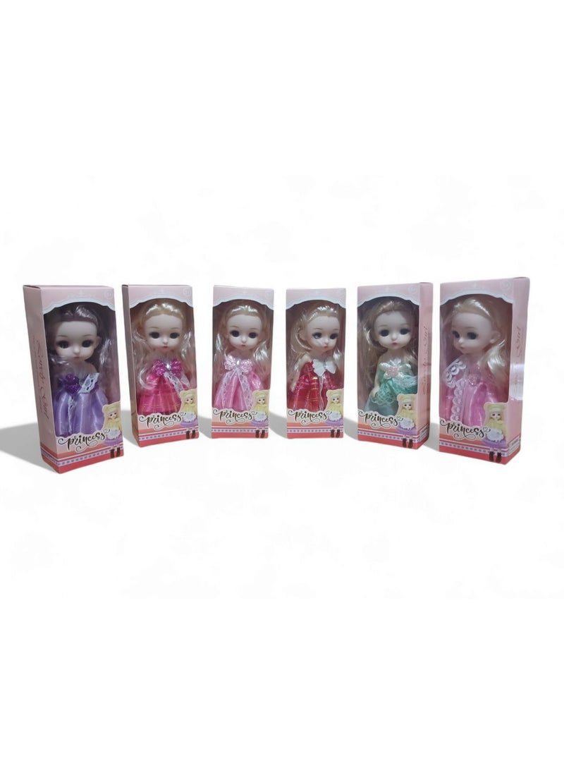 6 pieces - A doll toy for big and small girls in various shapes with a beautiful dress - Multiple shapes and long hair in very beautiful colors - A doll toy with many details - A very beautiful decorative doll toy - It can be a decoration in the home and office (multiple shapes and colors) 
