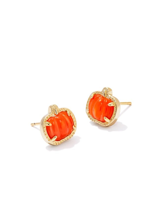 Kendra Scott Pumpkin Stud Earrings in 14k Gold-Plated Brass, Orange Mother of Pearl, Fashion Jewelry for Women