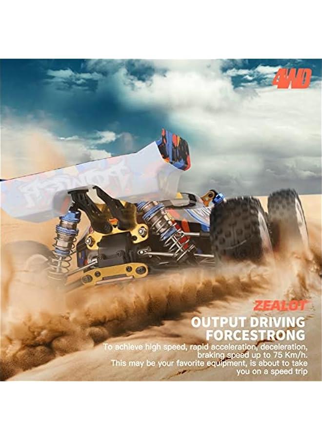 سيارة WLtoys 124007 RC، سيارة تحكم عن بعد بمقياس 1:12، سيارة سباق عالية السرعة 75 كم/ساعة، شاحنة RC 2.4 جيجا هرتز لجميع التضاريس على الطرق الوعرة مع محرك بدون فرشاة وهيكل معدني للبالغين - Image 4