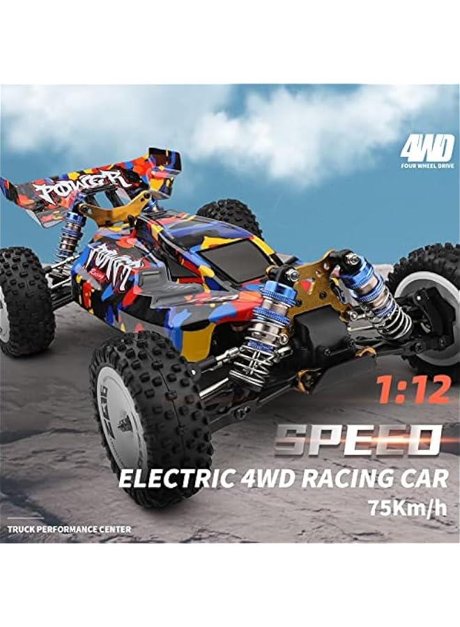 سيارة WLtoys 124007 RC، سيارة تحكم عن بعد بمقياس 1:12، سيارة سباق عالية السرعة 75 كم/ساعة، شاحنة RC 2.4 جيجا هرتز لجميع التضاريس على الطرق الوعرة مع محرك بدون فرشاة وهيكل معدني للبالغين - Image 3