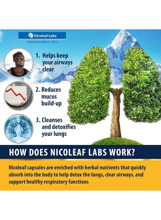 NICOLEAF LABS Smoker's Cleanse - Quit Smoking Aid & Respiratory Support - Made in USA - Lung Cleanse and Detox for Smokers - Start New Life Today with All-Natural Lung Support Supplement - Vegan-Friendly -60 caps - Image 4