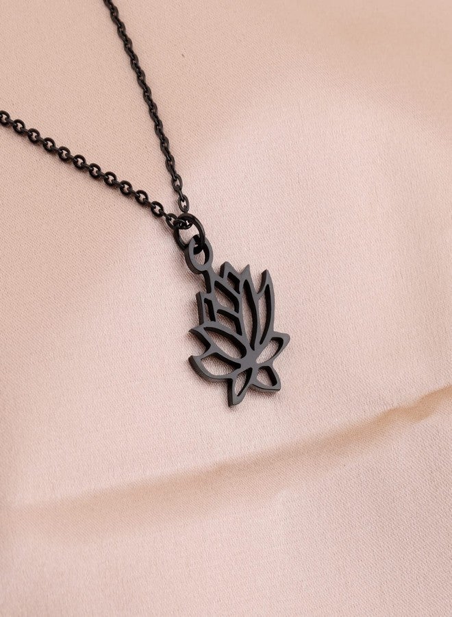 bobauna Yoga Flower Yoga Symbol Pendant Necklace Yoga Jewelry (Yoga flower card necklace black) - Image 4
