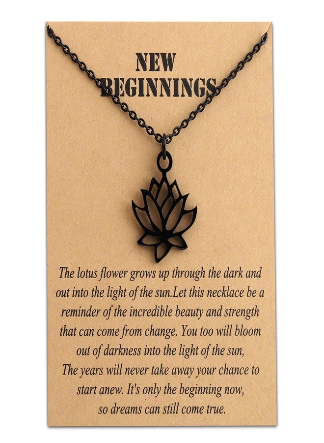 bobauna Yoga Flower Yoga Symbol Pendant Necklace Yoga Jewelry (Yoga flower card necklace black) - Image 1
