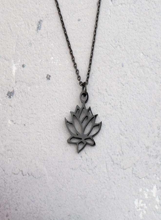 bobauna Yoga Flower Yoga Symbol Pendant Necklace Yoga Jewelry (Yoga flower card necklace black) - Image 3