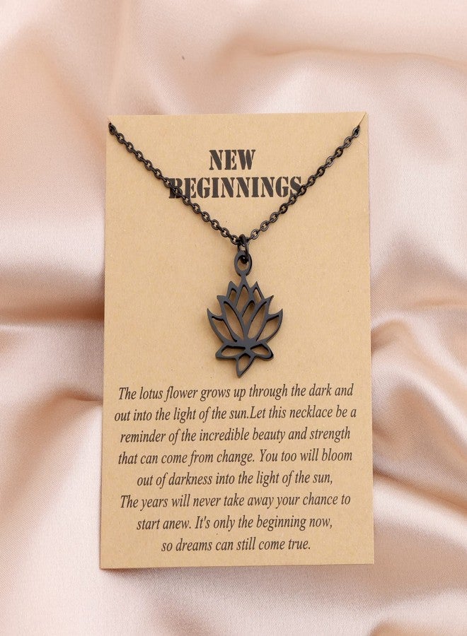 bobauna Yoga Flower Yoga Symbol Pendant Necklace Yoga Jewelry (Yoga flower card necklace black) - Image 2