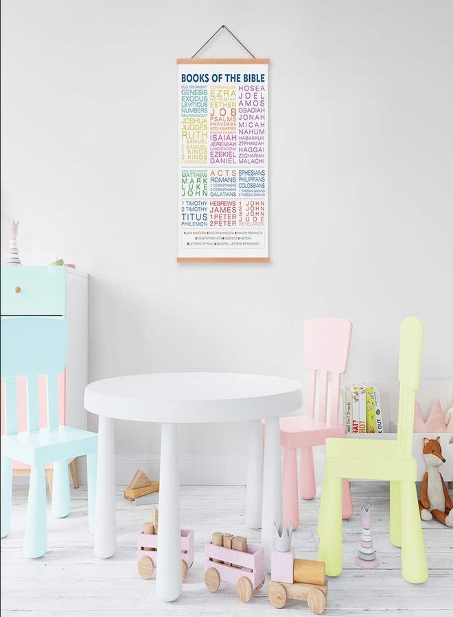 KAIRNE Book Of The Bible Art Print With Wood Magnetic Poster Hanger,Framed Watercolor Christian Scripture Hanging Wall Art 40X64CM Sunday School Educational Canvas Painting For Kids Home church decor - Image 3