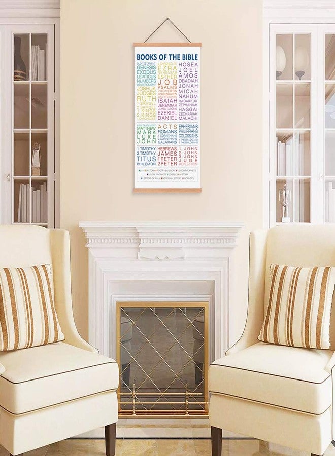 KAIRNE Book Of The Bible Art Print With Wood Magnetic Poster Hanger,Framed Watercolor Christian Scripture Hanging Wall Art 40X64CM Sunday School Educational Canvas Painting For Kids Home church decor - Image 2