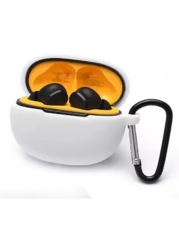 Silicone Protective Case for Realme Buds T100 Earphones with Keychain Cover (white) - Image 1