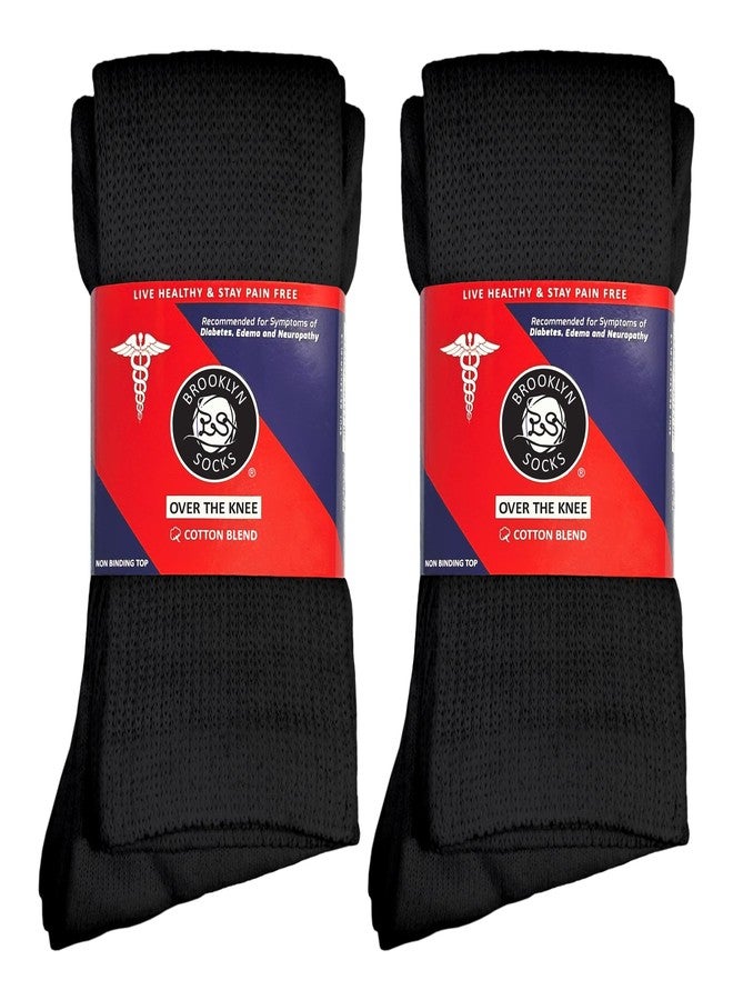 Brooklyn Socks 4 Pairs of Over the Knee Non-Binding Cotton Diabetic Neuropathy Socks, Black, Size 10-13 - Image 5