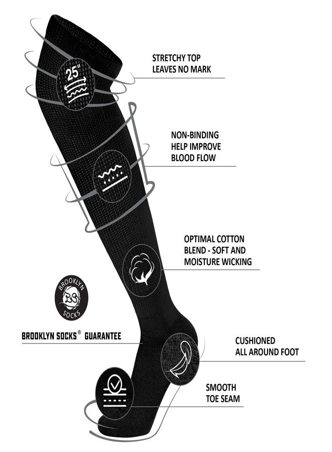Brooklyn Socks 4 Pairs of Over the Knee Non-Binding Cotton Diabetic Neuropathy Socks, Black, Size 10-13 - Image 3