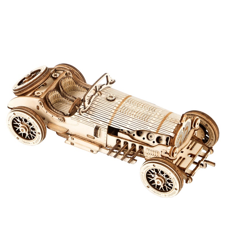 Robotime Grand Prix Car Model Kit 3D Puzzle Car Assembly Mechanical Construction for Children, Boys and Adults - Image 1