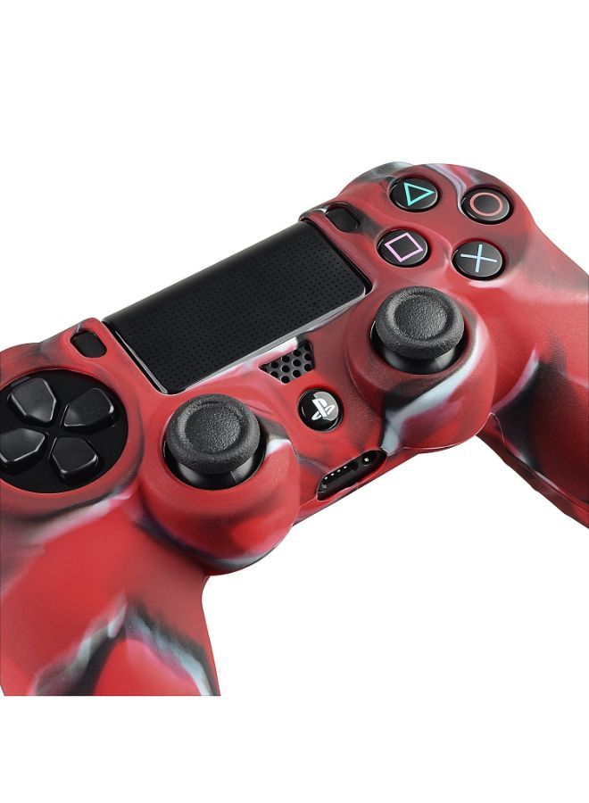 Silicone Rubber Case Skin Cover For PS4 Controller Red/Black - Image 2