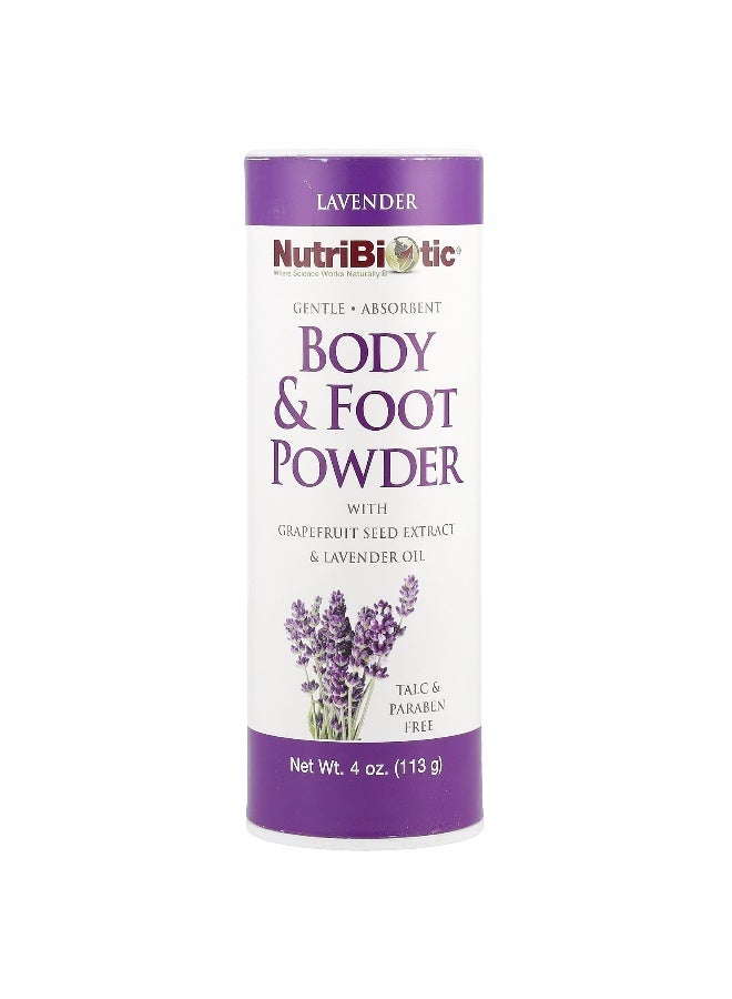Nutribiotic نوتريبيوتيك، مسحوق الجسم والقدم مع مستخلص بذور الجريب فروت وزيت اللافندر، لافندر، 4 أونصات (113 جرام) (قد يختلف التعبئة)  - Image 1