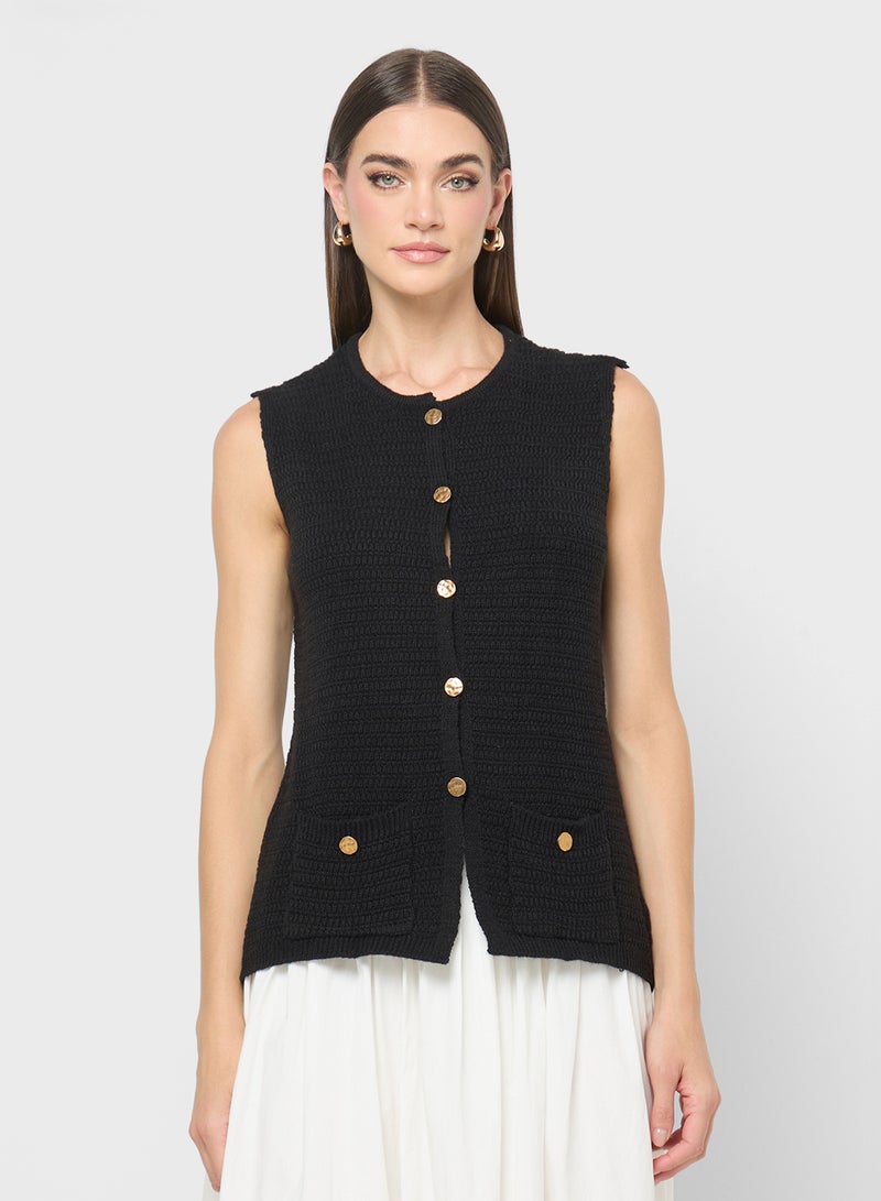 ELLA Button Down Sweater Vest - Image 1