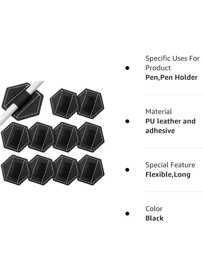 erorex Pen Loops Holder Self Adhesive Pen Holders For Notebook Self Adhesive Hexagon Leather Pencil Holder With Elastic Loop Designed For Notebooks Journals Calendars Tablet - Image 5