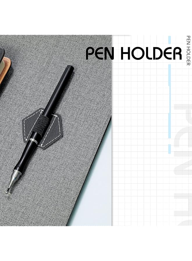 erorex Pen Loops Holder Self Adhesive Pen Holders For Notebook Self Adhesive Hexagon Leather Pencil Holder With Elastic Loop Designed For Notebooks Journals Calendars Tablet - Image 2