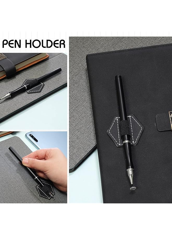 erorex Pen Loops Holder Self Adhesive Pen Holders For Notebook Self Adhesive Hexagon Leather Pencil Holder With Elastic Loop Designed For Notebooks Journals Calendars Tablet - Image 4