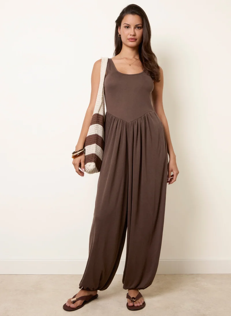 Blue Vanilla  Jersey Balloon Leg Jumpsuit With Pockets for Women | Best Price UAE