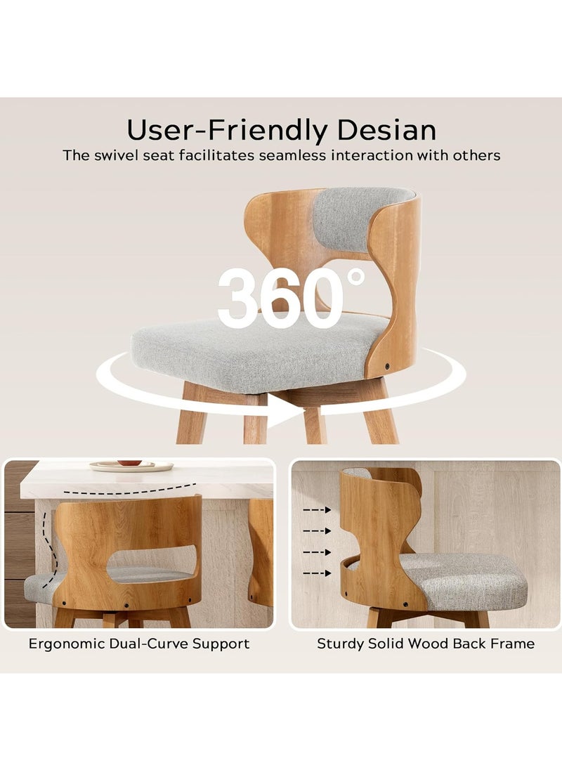 Chogori Swivel Barstools Set of 2, 26'' Seat Counter Height Bar Dining Chairs with Back, Modern Wood Island Kitchen Chairs with Metal Footrest and Solid Bent Wood Legs, Fabric Barstools  - Image 3