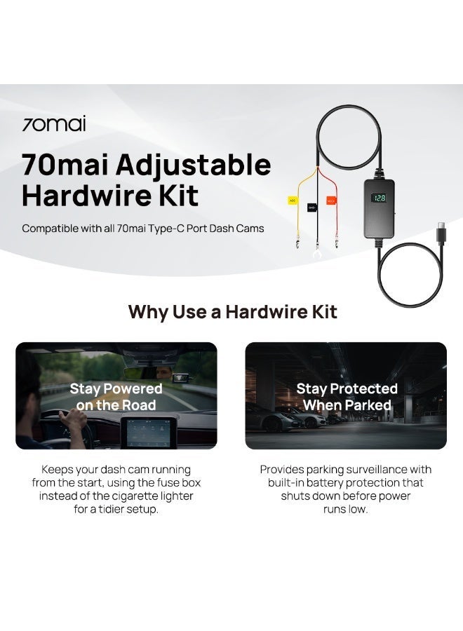 70mai Adjustable Hardwire Kit UP06, 24 Hour Parking Surveillance Power Supply for Dash Cam - Image 2