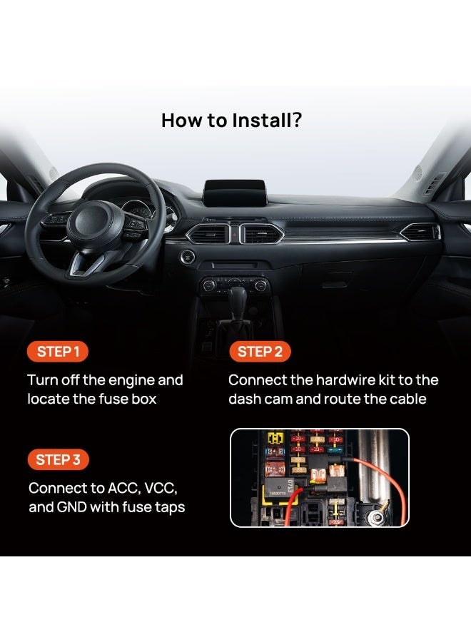 70mai Adjustable Hardwire Kit UP06, 24 Hour Parking Surveillance Power Supply for Dash Cam - Image 3