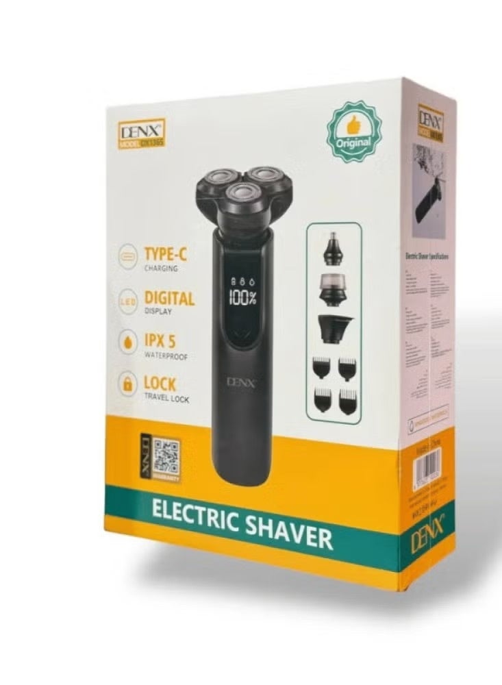 Denx Electric shaver with multiple attachments for shaving, trimming, and cleaning the nose and ears - Image 2