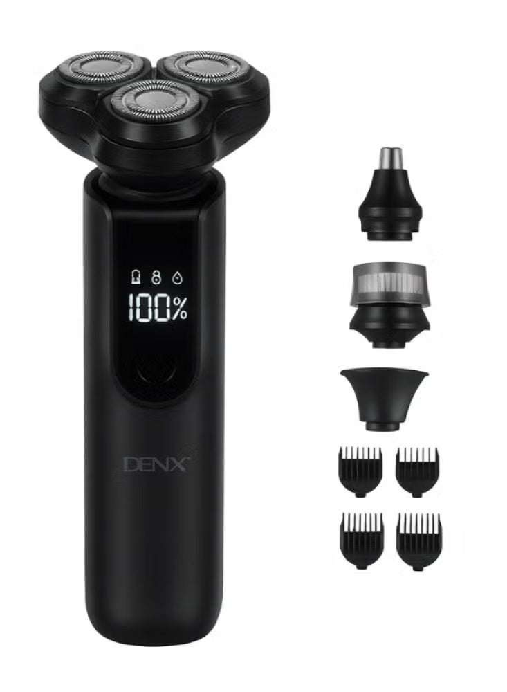 Denx Electric shaver with multiple attachments for shaving, trimming, and cleaning the nose and ears - Image 1