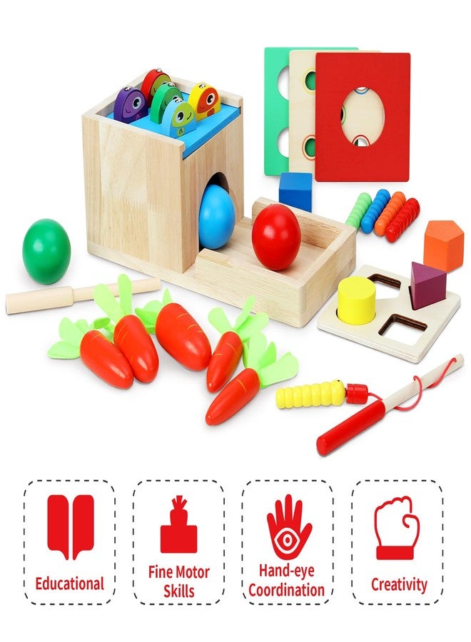 GEMEM 5 in 1Wooden Montessori Toys Toddlers Play Kit,Object Permanence Box,Carrot Harvest,Educational Learning Motor Skill Toys for Kids Ages 3-8 - Image 2