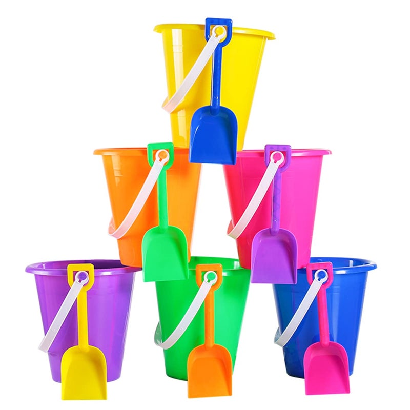 4E's Novelty 12 Sets 5.5" Sand Buckets and Shovels for Kids Bulk (12 Pack) Small Beach Bucket for Beach Summer Outdoor Sand Toys, Party Favors - Image 2
