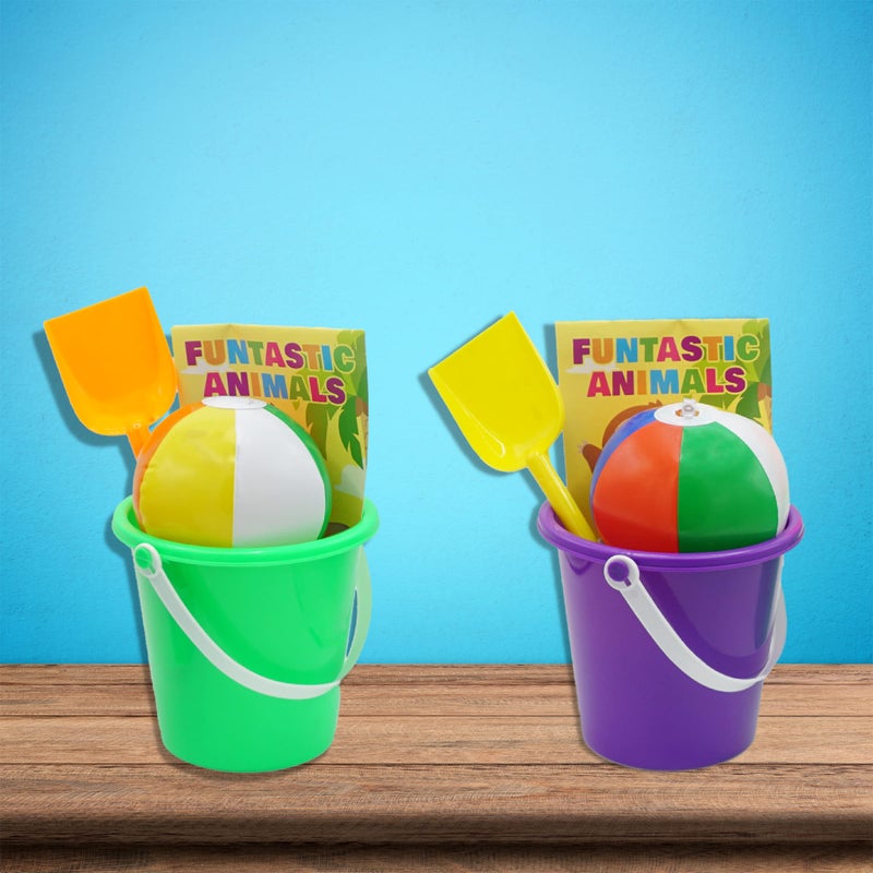 4E's Novelty 12 Sets 5.5" Sand Buckets and Shovels for Kids Bulk (12 Pack) Small Beach Bucket for Beach Summer Outdoor Sand Toys, Party Favors - Image 5