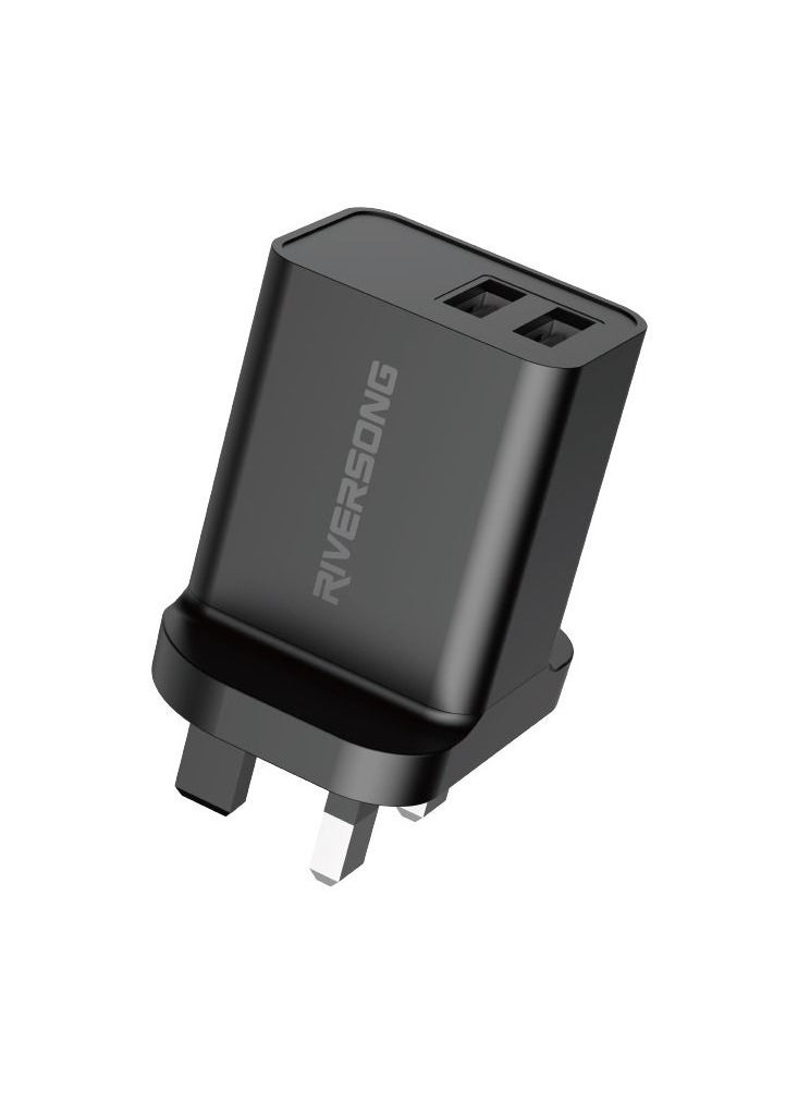 RIVERSONG RIVERSONG Wall Charger Dual Port 2.4A With 5K Bends Tested A To Lightning Cable, Black  - Image 3