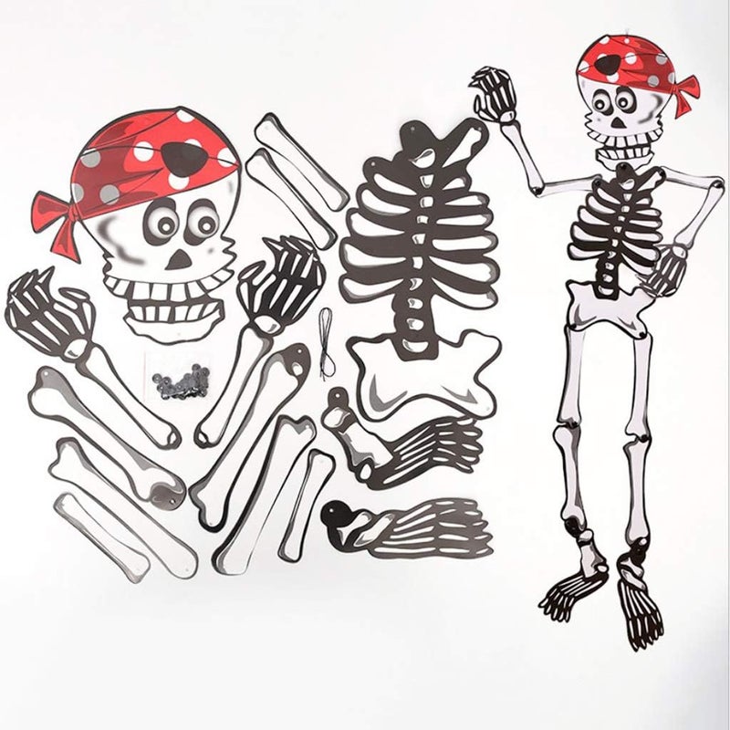 My Party Suppliers Jagmag Halloween Pendents Haunted House DIY Paper Hanging Decoration Scarf Skeleton Pirate Hanging Skeleton for Halloween Decoration Skeleton Prop for Halloween  - Image 3