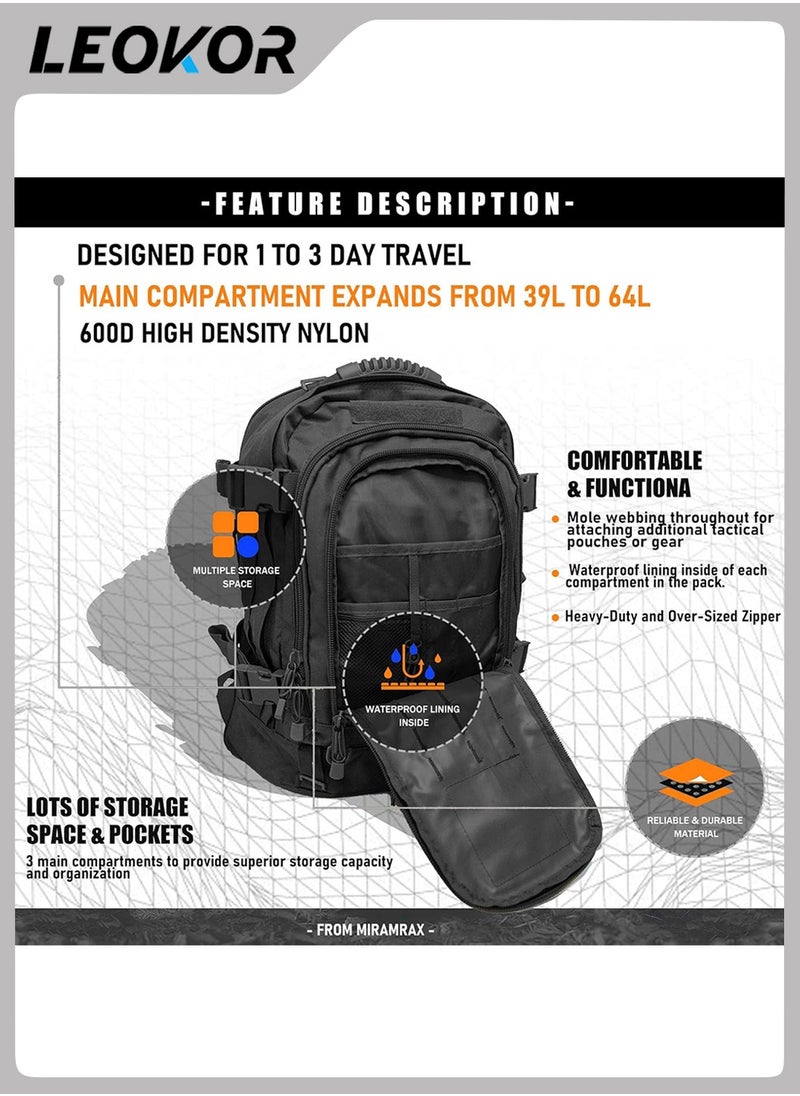 Outdoor Tactical Backpack,Military Rucksack Large Laptop Daypack for Hiking/Camping/Fishing/Hunting/Fitness/School