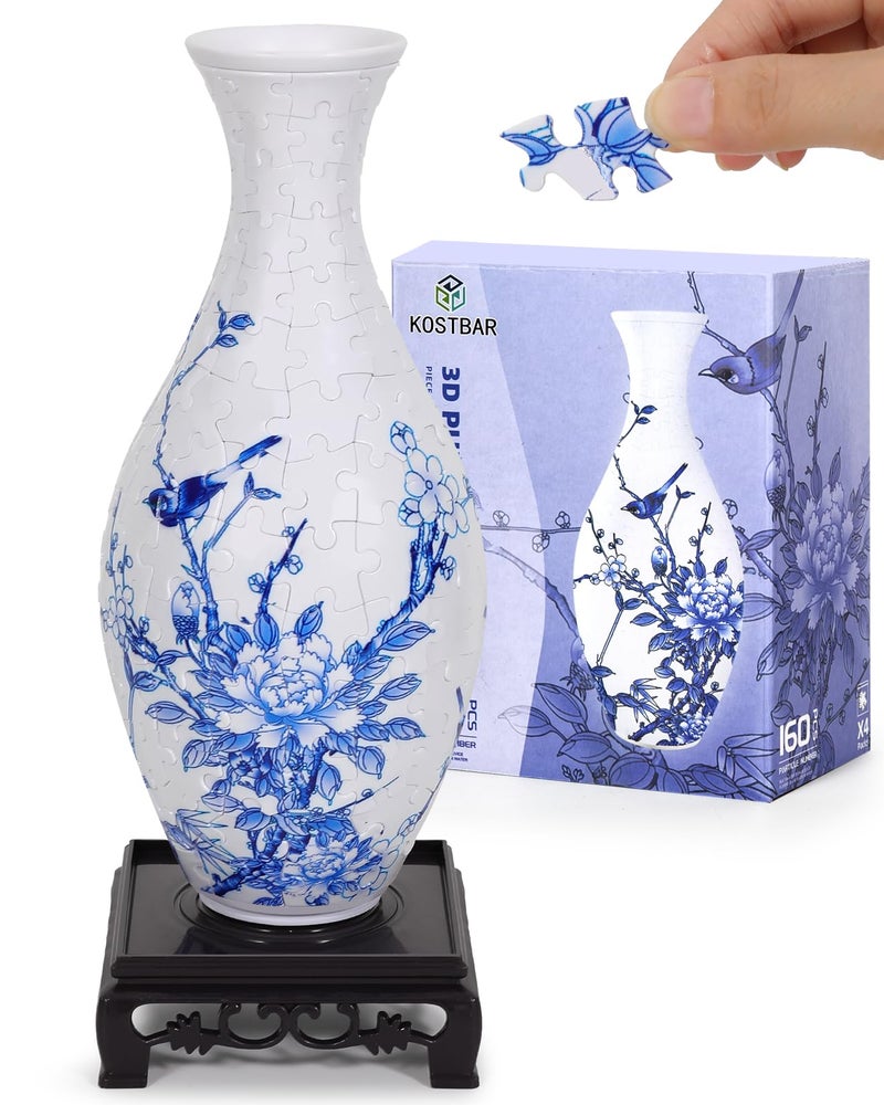 KOSTBAR 3D Puzzles for Adults 160 Pieces 3D Puzzle Vase for Flowers Unique Arts and Crafts for Adults Unique Housewarning Gifts for Women Men Plastic Puzzle Vase for Home and Office Decor - Image 2