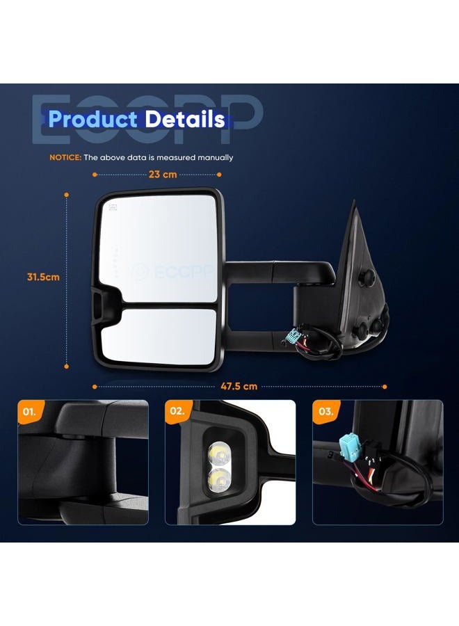 ECCPP Towing Mirrors High perfromance Automotive Exterior Mirrors Power Heated Turn Signal Replacement fit for 2003-2007 for Silverado for Sierra for Chevy for gmc 1500 2500 3500(07 New Body Style) - Image 4