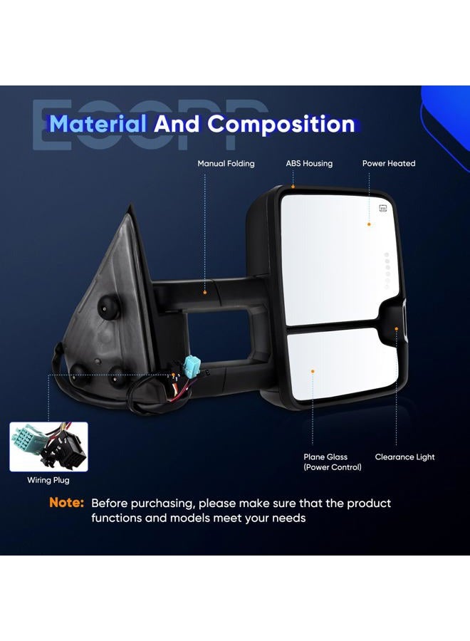ECCPP Towing Mirrors High perfromance Automotive Exterior Mirrors Power Heated Turn Signal Replacement fit for 2003-2007 for Silverado for Sierra for Chevy for gmc 1500 2500 3500(07 New Body Style) - Image 3