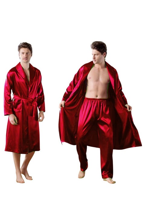 satin robe and pants set
