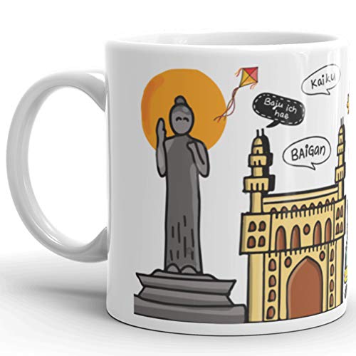 Oye Happy - Asli Hyderabadi - Hyderabad City Premium Coffee Mug - Best Gift for Friends/Hyderabadis on Birthday/Friendship Day (Ceramic) (Microwavable) (330 ml) - Image 3
