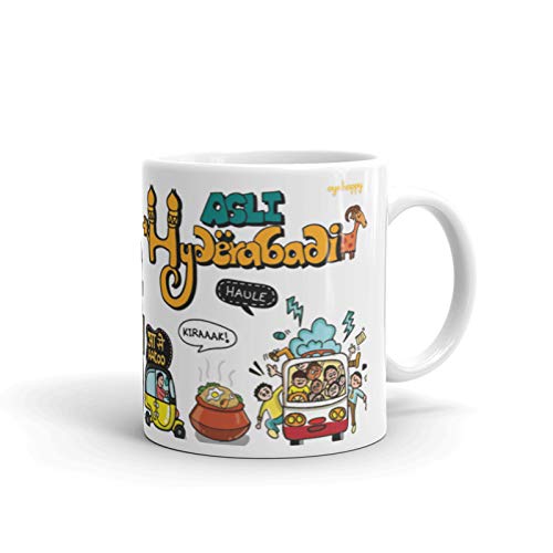Oye Happy - Asli Hyderabadi - Hyderabad City Premium Coffee Mug - Best Gift for Friends/Hyderabadis on Birthday/Friendship Day (Ceramic) (Microwavable) (330 ml) - Image 5