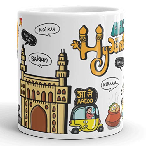 Oye Happy - Asli Hyderabadi - Hyderabad City Premium Coffee Mug - Best Gift for Friends/Hyderabadis on Birthday/Friendship Day (Ceramic) (Microwavable) (330 ml) - Image 2