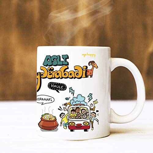 Oye Happy - Asli Hyderabadi - Hyderabad City Premium Coffee Mug - Best Gift for Friends/Hyderabadis on Birthday/Friendship Day (Ceramic) (Microwavable) (330 ml) - Image 4