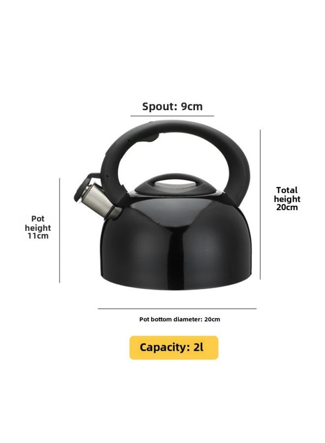 Wild Teapot Cap Explosion-proof Travel Household Stainless Steel Flat Bottom Sound Kettle Induction Cooker Gas Stove Free Shipping-Color:Extra Thick Black 2 Liters-Capacity:Default  - Image 1