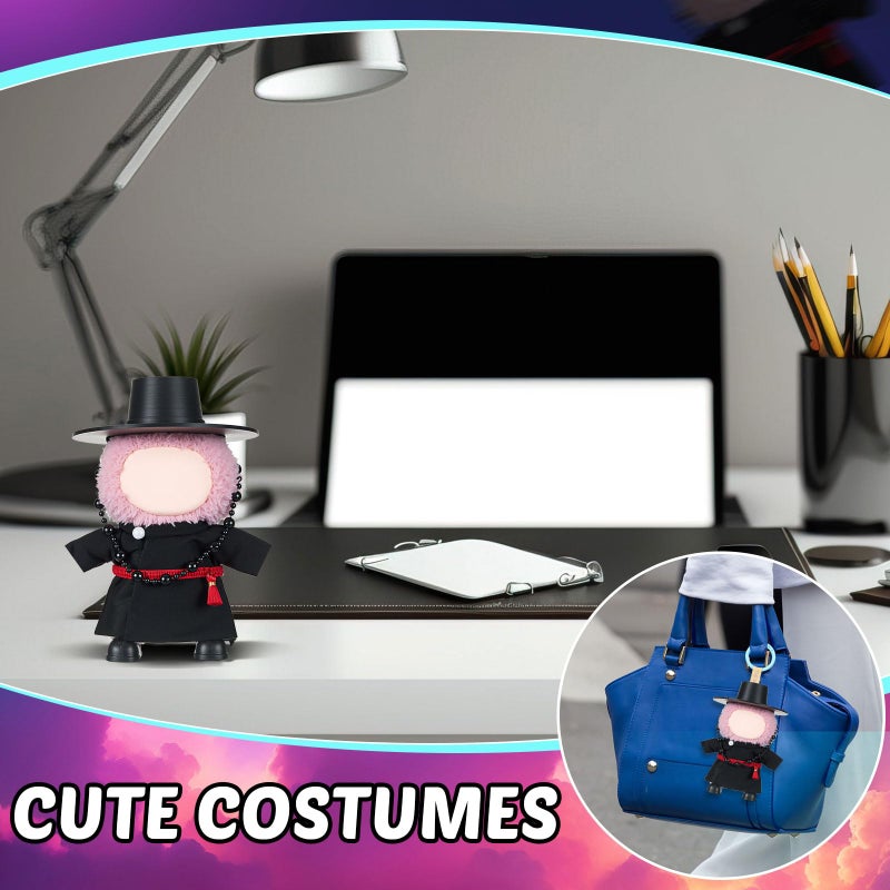 Simgoing 17cm Dolls Clothes Outfit Set, 5 Pcs Kpop Anime Costume, Black Top Hat & Hanfu Coat Robe, Waist Rope, Shoes 17cm Doll Accessories for Display Collection Kpop Singing Fans Gift - Image 5